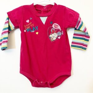 Disney Pink Striped Sleeve Kids Bodysuit 12m
